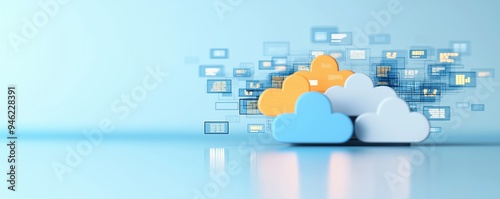 Cloud-based CRM system managing client relations, business technology, 3D illustration photo