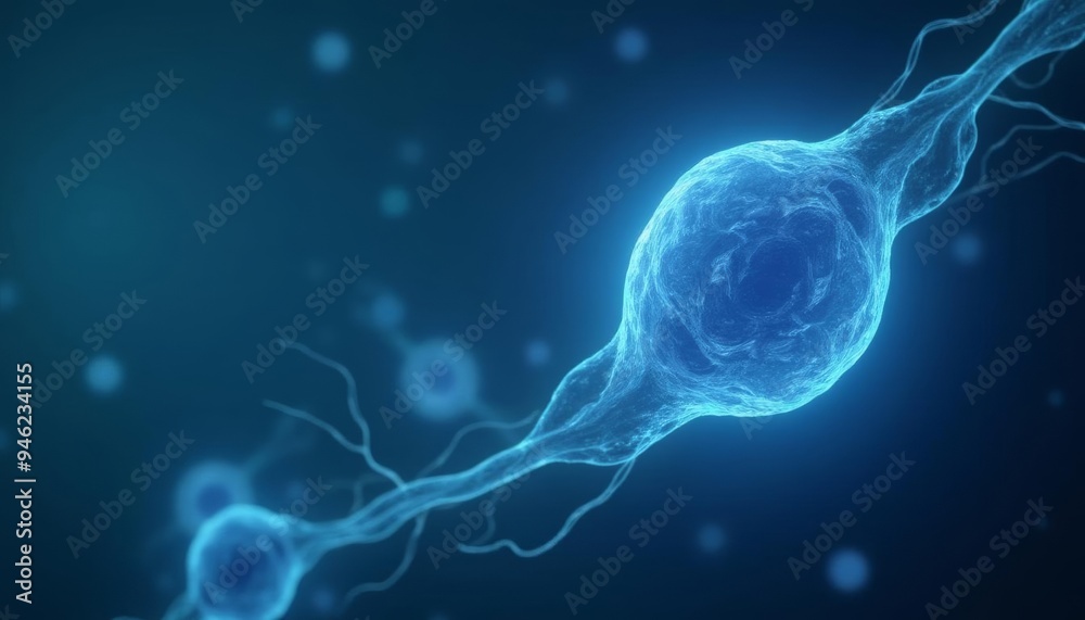 Obraz premium Neural network in action A neuron firing with synaptic connections