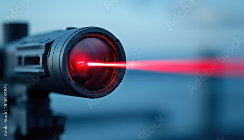 Defense technologies using laser optics, visualizing advanced military applications including targeting and surveillance systems