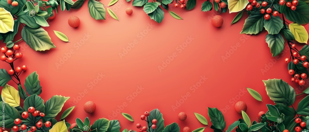 Mistletoe flat design top view festive theme 3D render Triadic Color Scheme
