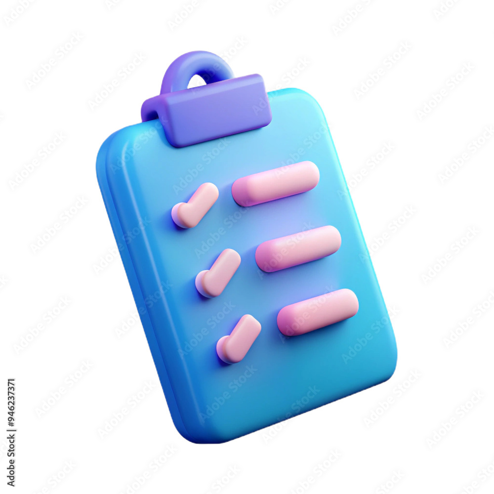 3D Render of a Checklist with Checkmarks 3D Render of a Checklist with Checkmarks