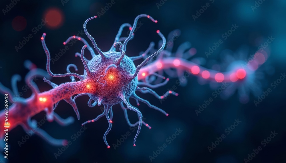 Neural network with glowing synapses 3D rendering Neural network with glowing synapses 3D rendering