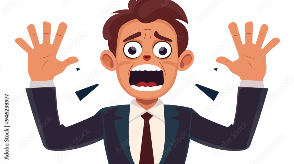 Big Headed Businessman Screaming with Hands - Professional Business Image Big Headed Businessman Screaming with Hands - Professional Business Image