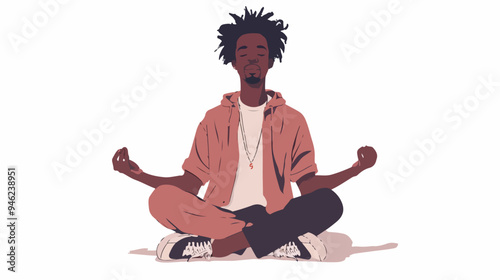 Young Black Man Meditating - Professional Mixed Media Photo