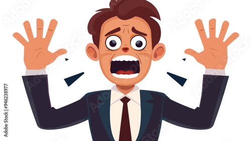 Big Headed Businessman Screaming with Hands - Professional Business Image