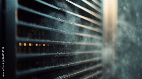Close-up of Dusty Air Vent with Particles Floating in the Air