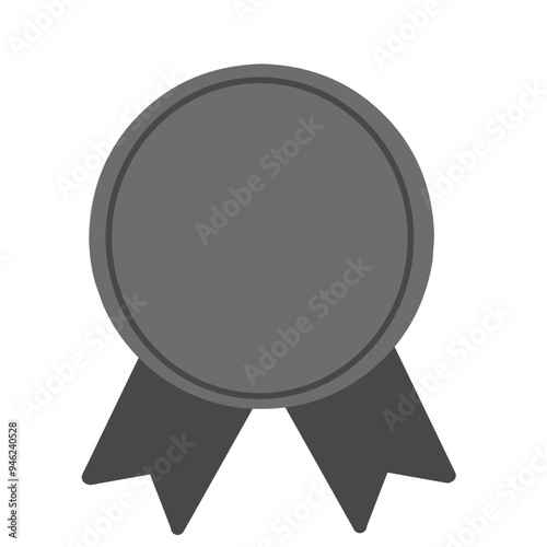 clipart badge with gray ribbon, clipart product label or certificate taper