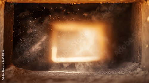 Dust Particles Floating Inside a Vent Duct with Soft Light