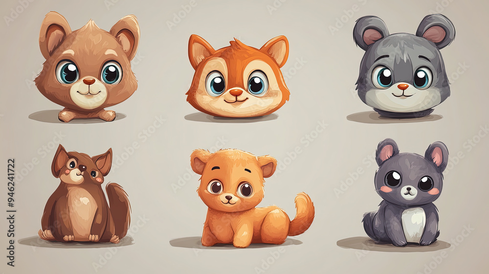 Fototapeta premium Cutely designed cartoon characters (animals)