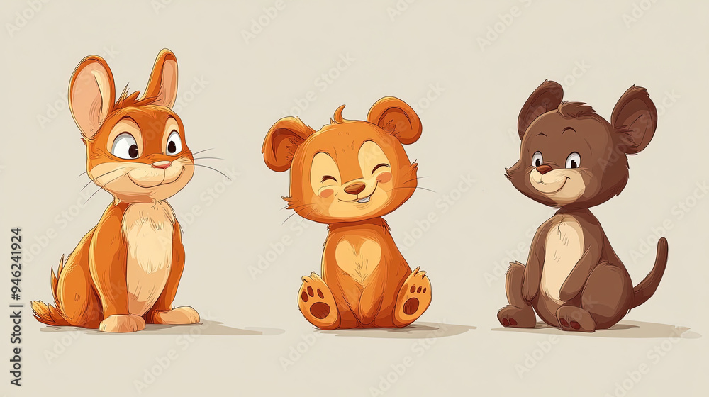Cutely designed cartoon characters (animals) Cutely designed cartoon characters (animals)