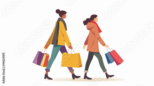 Never Too Much Shopping Flat Vector Illustration