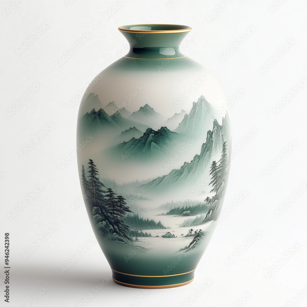 The close-up of a beautifully crafted pot in the Japan style featuring hand-painted motifs traditional Japanese plants and culture The close-up of a beautifully crafted pot in the Japan style featuring hand-painted motifs traditional Japanese plants and culture