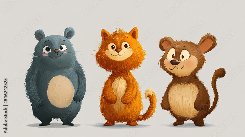 Cutely designed cartoon characters (animals)
