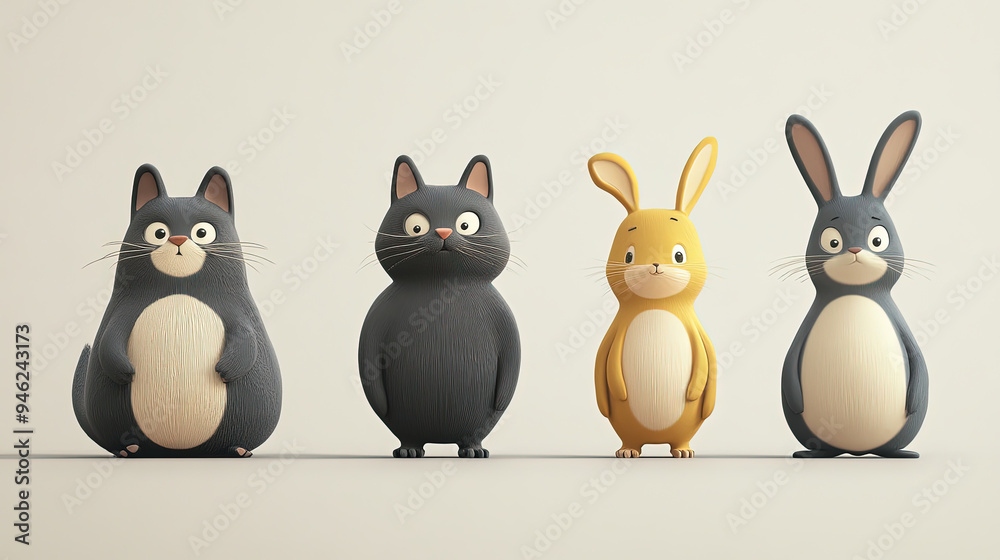 Cutely designed cartoon characters (animals) Cutely designed cartoon characters (animals)