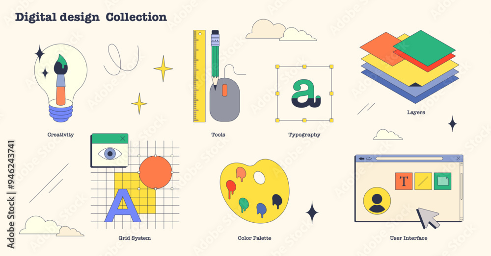 Digital design and web graphic creation tiny neubrutalism collection ...