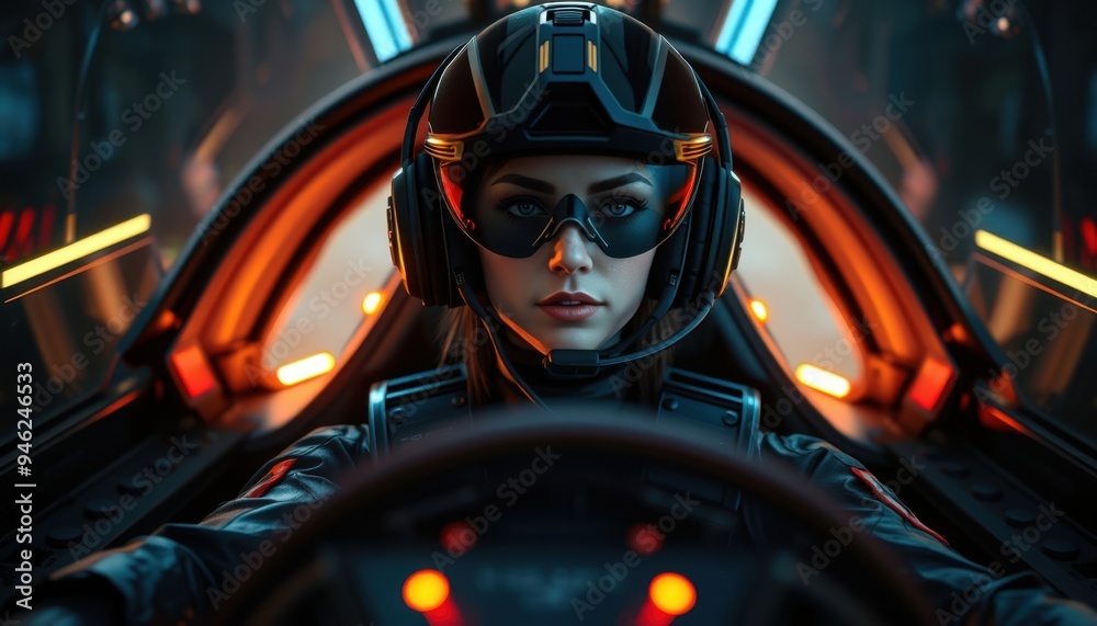 Woman wearing helmet and goggles while driving Woman wearing helmet and goggles while driving