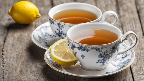 cup of tea with lemon and mint