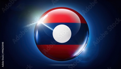 A glowing orb displaying the flag of Laos against a dark blue background. Free Download A glowing orb displaying the flag of Laos against a dark blue background. - GFXLoad