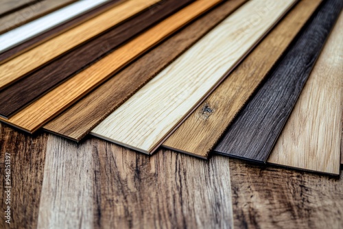 Obraz na płótnie A collection of various natural tone parquet and laminate floor samples. Samples of wood laminate flooring and vinyl tiles. w salonie