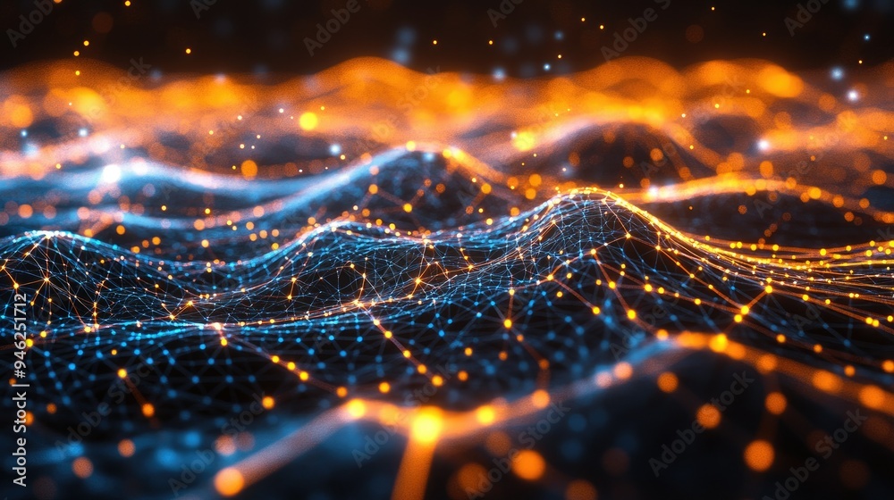 3D abstract network connections, bright and dynamic, ample room for text 3D abstract network connections, bright and dynamic, ample room for text