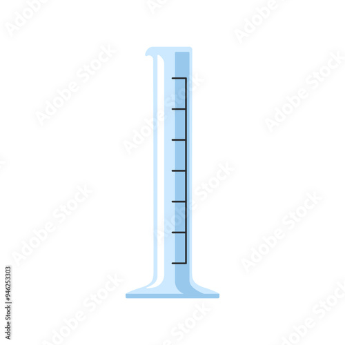 Graduated cylinder glassware, laboratory vessel for volume measurement. Glass...