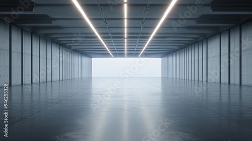 A serene, empty runway with soft lighting, simple yet intimate, ideal for adding text