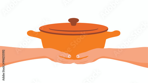 Hands Hugging Casserole Pot Illustration