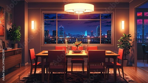 anime dining room anime retro neon theme