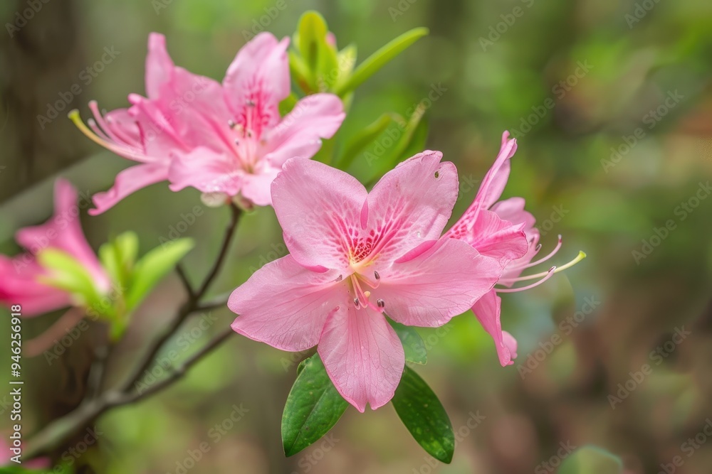 Pink blooms of native azalea in north Florida closeup Pink blooms of native azalea in north Florida closeup