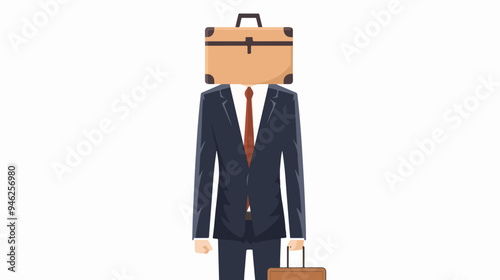 Unrecognizable Businessman Holding Suitcase Instead of Head