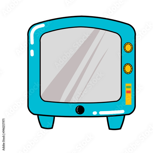 blue old time tv icon clipart with button variations