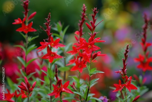 Red Lobelia Starship flowers Latin Lobelia x speciosa Starship Scarlet photo