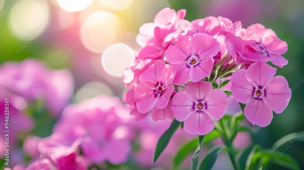 Blooming phlox, pink in summer. Blooming phlox, pink in summer.