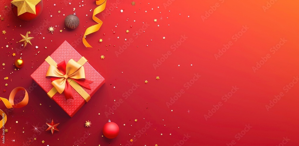 Festive decoration for Merry Christmas and happy new year promotion banner. Christmas greeting card with Christmas element on red background. Greeting card, Xmas card. Festive decoration for Merry Christmas and happy new year promotion banner. Christmas greeting card with Christmas element on red background. Greeting card, Xmas card.