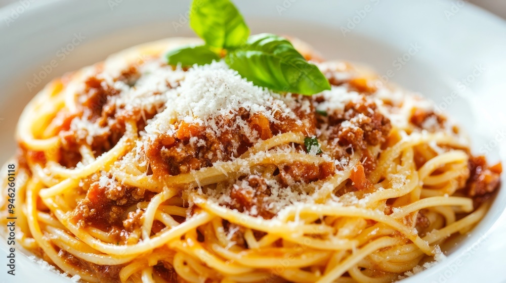 Bolognese with ground beef, tomato sauce, and cheese Bolognese with ground beef, tomato sauce, and cheese