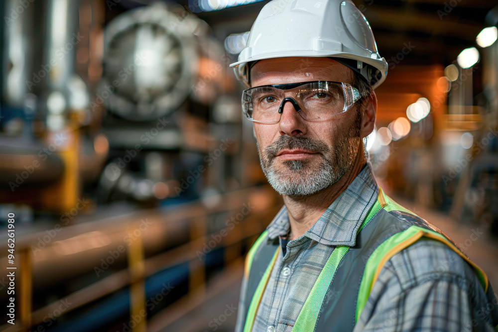 A man wearing a hard hat A man wearing a hard hat
