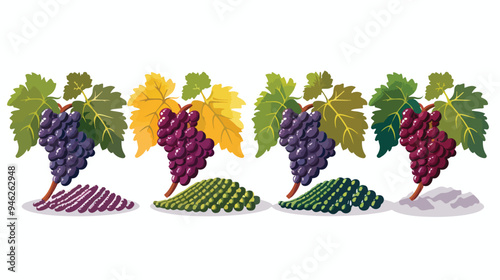 Organic Vineyard Winery Logo with Four Vines