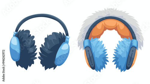 Winter Clothes Icon Illustration with Vector Earmuffs