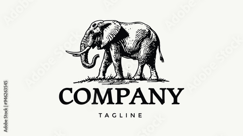 hand drawn elephant logo design template for business brand company