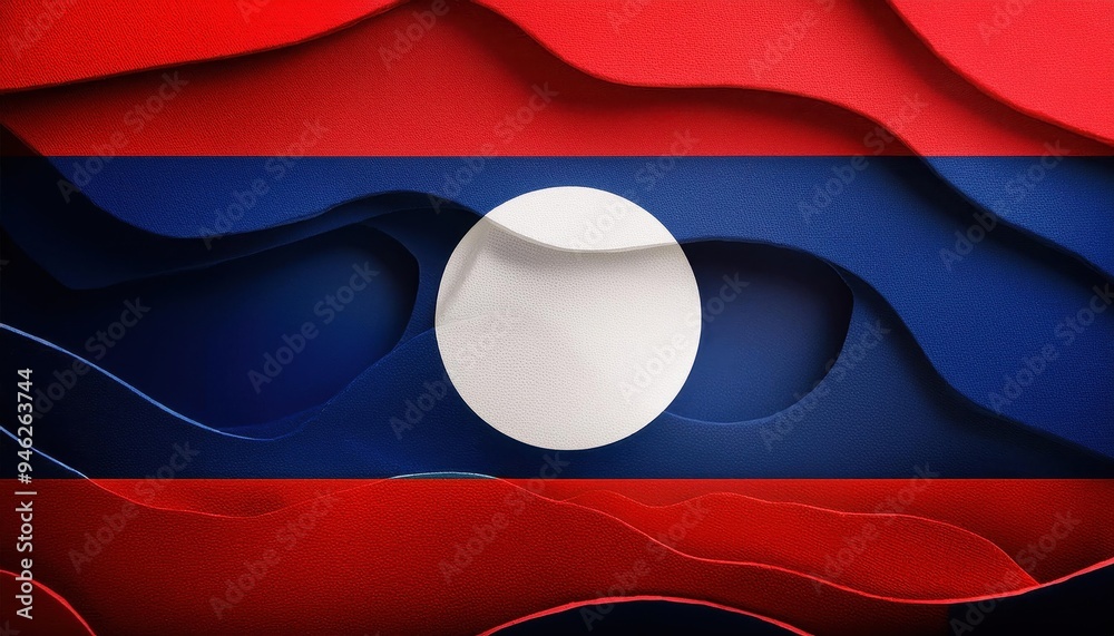 Naklejka premium Abstract wavy background with the colors and design of the Laotian flag.