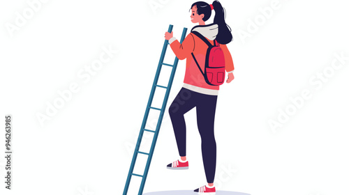 Businesswoman Breaking Ladder Vector Illustration on White Background