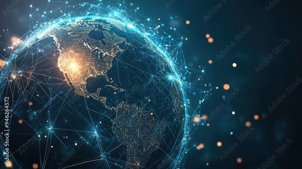Digital world with complex network connections, abstract concept, space for copy Digital world with complex network connections, abstract concept, space for copy