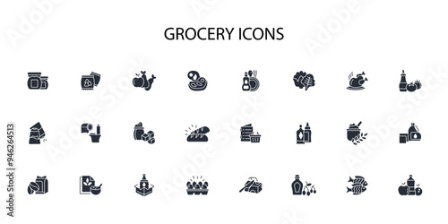 grocery icon set.vector.Editable stroke.linear style sign for use web design,logo.Symbol illustration.