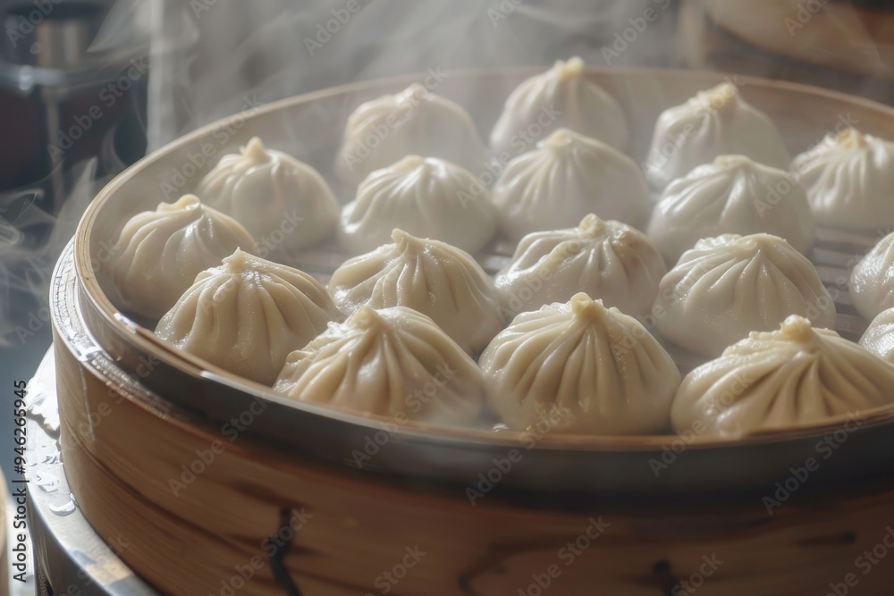 Xiaolongbao cooked in a steamer Xiaolongbao cooked in a steamer