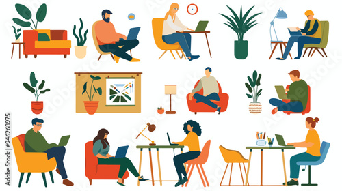 Modern Coworking Space Concept Illustration for Remote Work