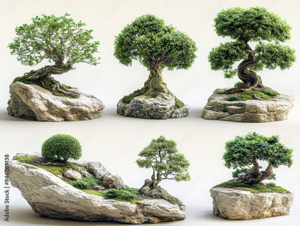 Bonsai Trees on Rocks. Bonsai Trees on Rocks.