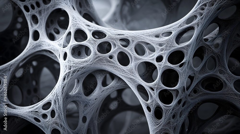 An abstract close-up of intricate web-like structures in monochrome, displaying organic patterns and textures for artistic backgrounds.