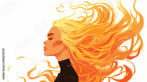 Sizzling Young Blonde Woman with Fiery Hair - Professional Image Usage