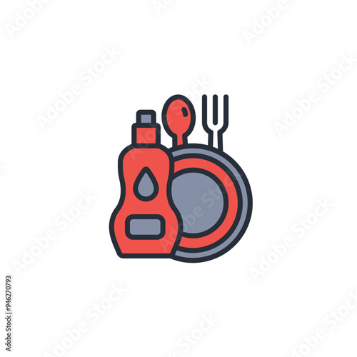 dish soap icon. vector.Editable stroke.linear style sign for use web design,logo.Symbol illustration.