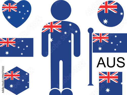 Australian flag. Isolated Australian flag on white background